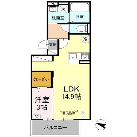 サン・フローラ(1LDK/2階)の間取り写真