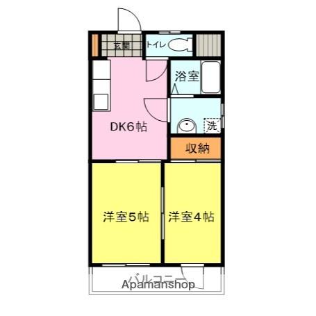 アスリートビル(2DK/3階)の間取り写真