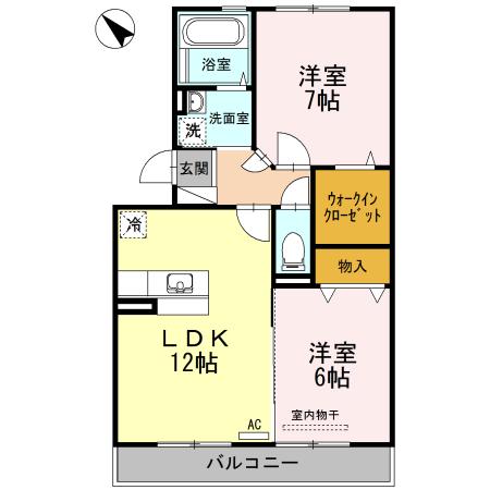 ブルースカイⅡ(2LDK/3階)の間取り写真