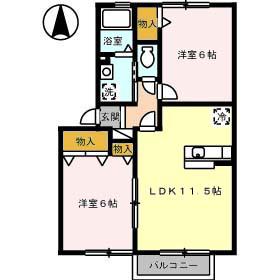 コンフォールⅠ号館(2LDK/2階)の間取り写真