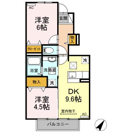 レイジー / コータン レイジー(2DK/1階)の間取り写真