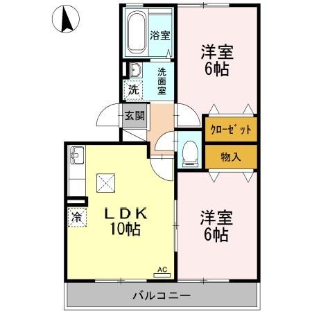 コンフォールⅡ号館(2LDK/1階)の間取り写真