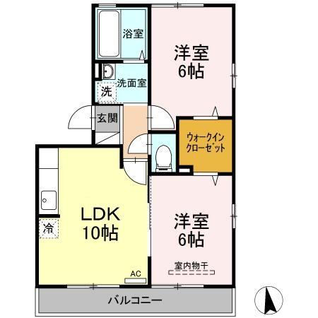 コージーコートK(2LDK/2階)の間取り写真