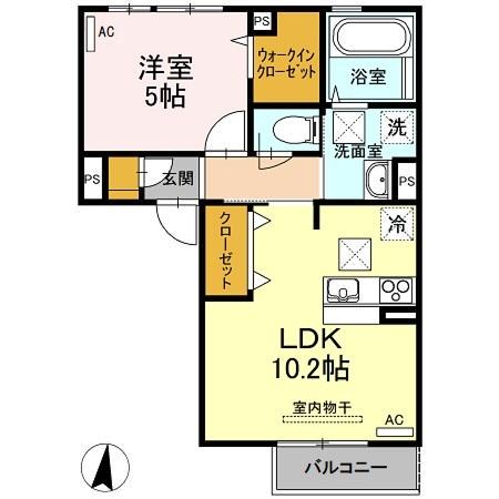 フォルトーナ伊倉(1LDK/1階)の間取り写真