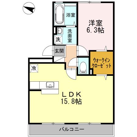 クリオコートA棟(1LDK/2階)の間取り写真