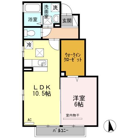 ウェルネス(1LDK/1階)の間取り写真