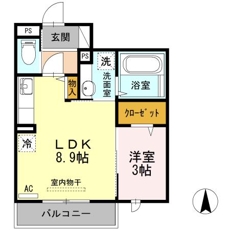 メゾン・ド・オッツ・ホウェール(1LDK/3階)の間取り写真