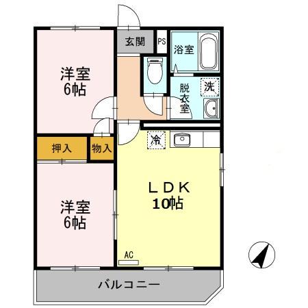 メゾン藤 壱番館(2LDK/3階)の間取り写真