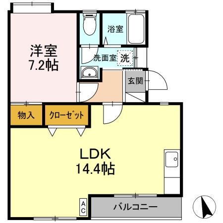 ヴァンヴェール(1LDK/2階)の間取り写真