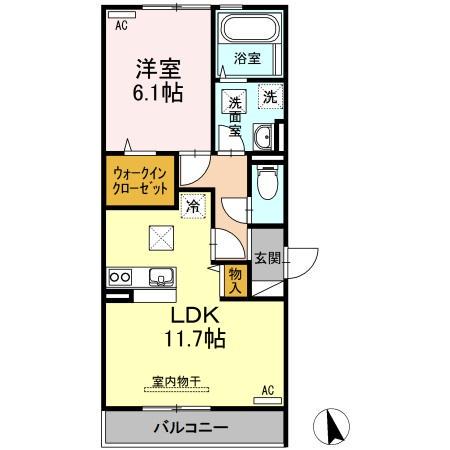 エクセレージュ山の田(1LDK/1階)の間取り写真