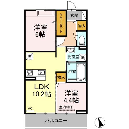 ヴィルセインビル(2LDK/3階)の間取り写真