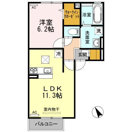 ルーヴェン ブルン(1LDK/1階)の間取り写真