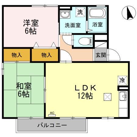 アーバンライフ2号館(2LDK/1階)の間取り写真