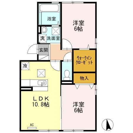 エトワール青山C棟(2LDK/1階)の間取り写真