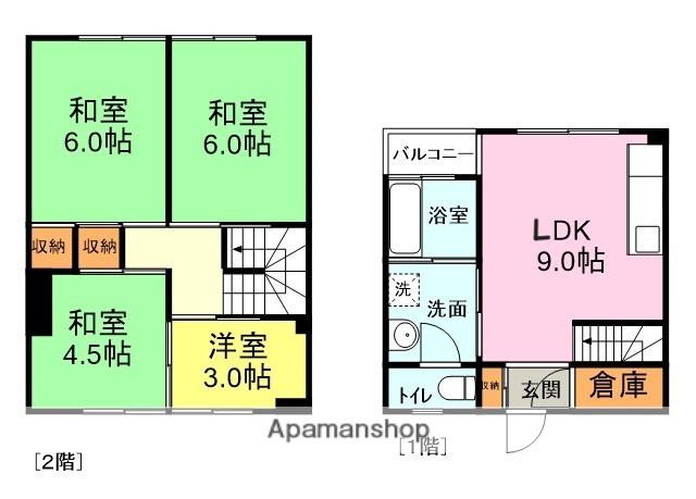 下関コープビル(4DK/5階)の間取り写真