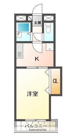コムズ学園前(1K/3階)の間取り写真