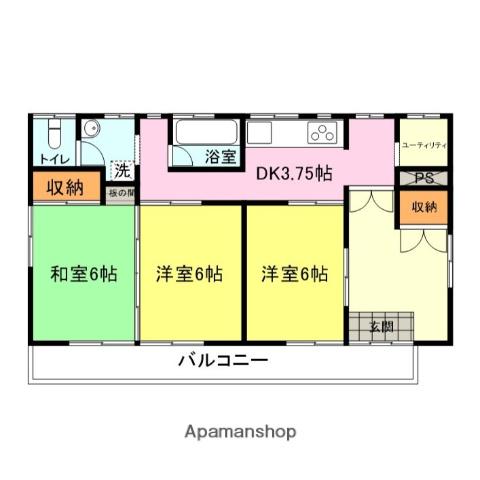 大学町ハイツ(3SDK/1階)の間取り写真