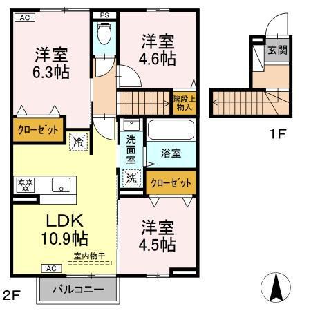 サンヴェール幡生(3LDK/2階)の間取り写真