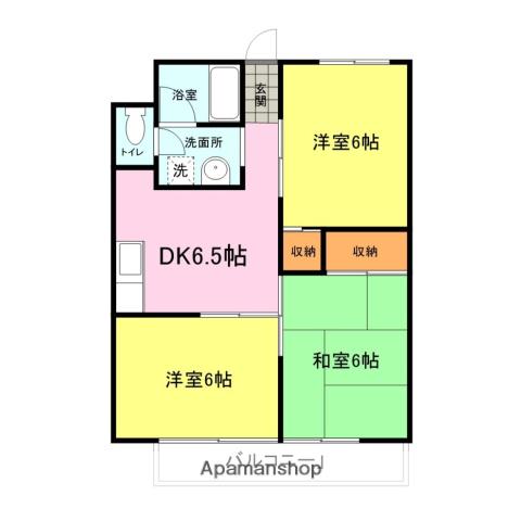 グリーンハイツ山の田(3DK/4階)の間取り写真