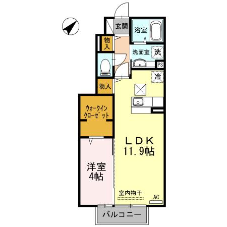 ヴィルセイン武久(1LDK/1階)の間取り写真