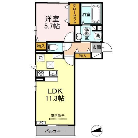 LSY 57(1LDK/1階)の間取り写真