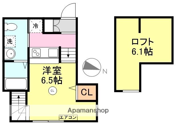 ヴィラフォンティーヌ山の田(1K/2階)の間取り写真
