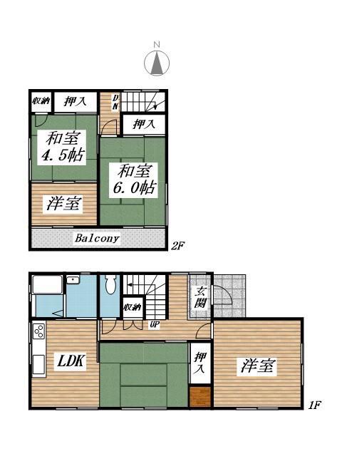 山陽本線 幡生駅 徒歩29分 2階建 築57年(5DK)の間取り写真