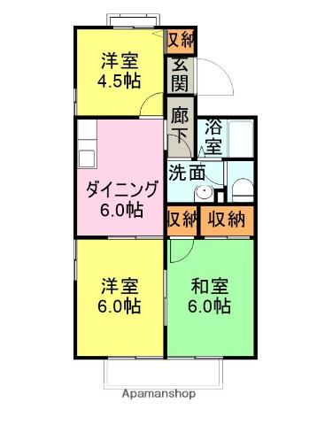 ボナールふくやま(3DK/2階)の間取り写真