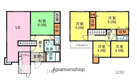 山陽本線 長府駅 徒歩43分 2階建 築37年(5LDK)の間取り写真