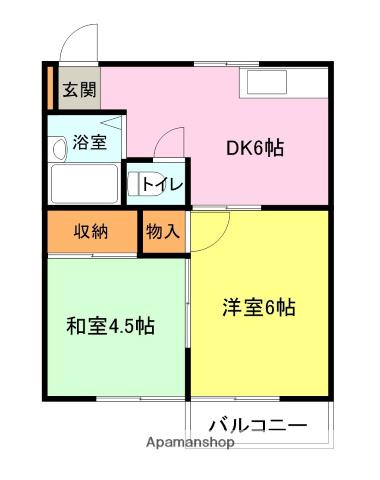 KIハイツB(2DK/1階)の間取り写真