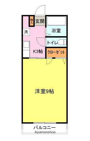 ニューハイツ三林Ⅲ(1K/1階)の間取り写真