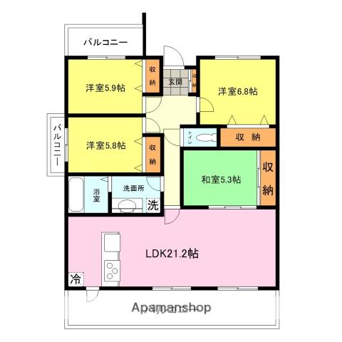 アドバンス幡生文教台(4LDK/2階)の間取り写真