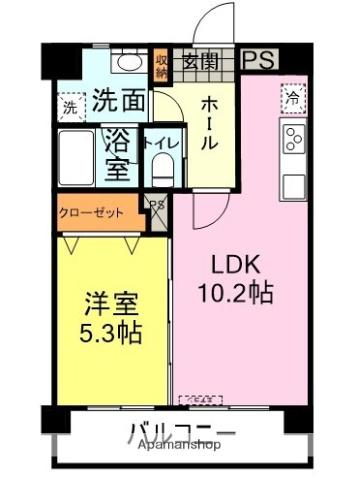グランレーヴ中之町(1LDK/2階)の間取り写真