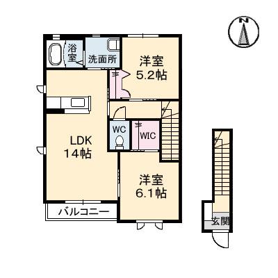 シャーメゾン南青山(2LDK/2階)の間取り写真