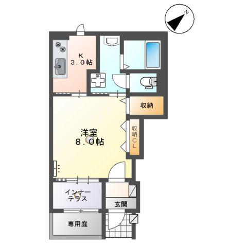 富任町8丁目 アパート(1K/1階)の間取り写真