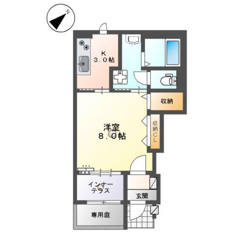 富任町8丁目 アパート(1K/1階)の間取り写真