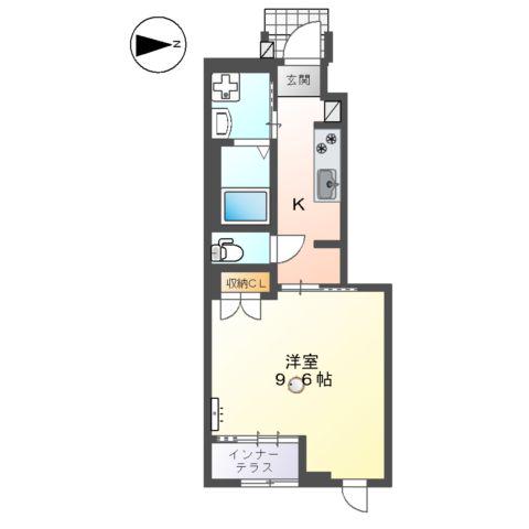 梶栗町1丁目 アパート(1K/1階)の間取り写真