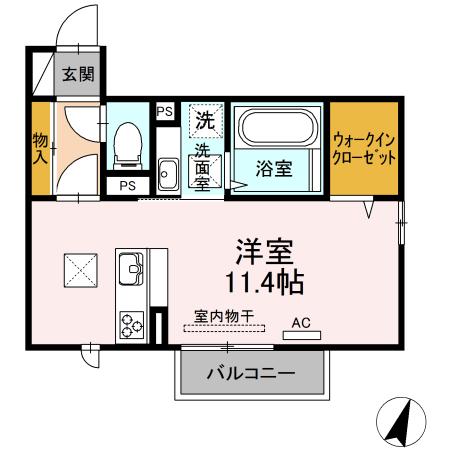 オリーブ ベリー(ワンルーム/1階)の間取り写真