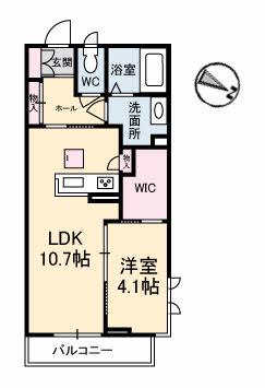 GRANTAGE下関Ⅲ(1LDK/1階)の間取り写真