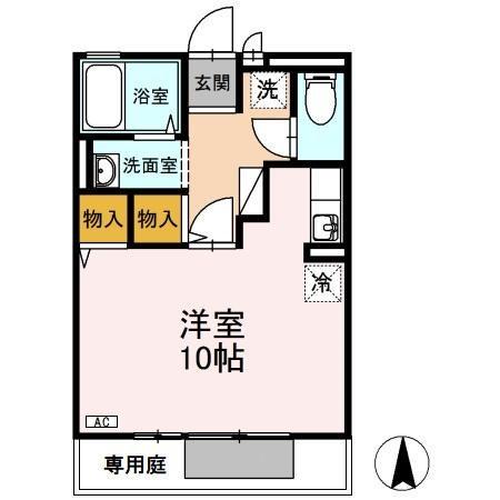 リヴェールD(ワンルーム/1階)の間取り写真