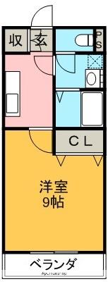 コーポ南城Ⅱ(1K/2階)の間取り写真