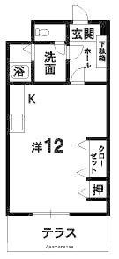 グランセ田宮(ワンルーム/3階)の間取り写真