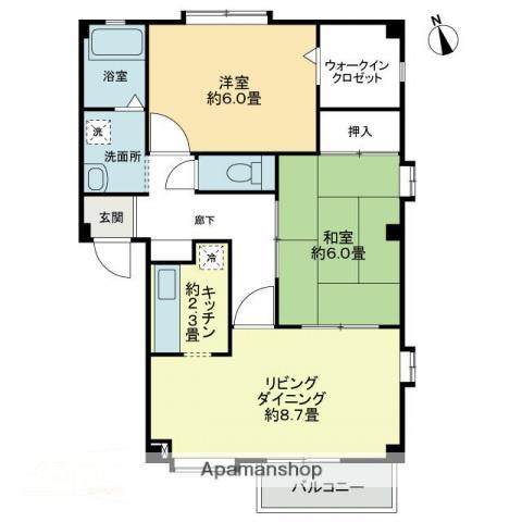 フォブール西須賀(2LDK/1階)の間取り写真