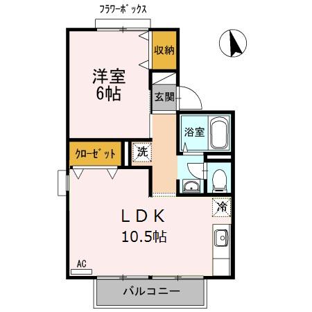 セジュール笹川(1LDK/2階)の間取り写真