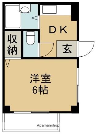 住田マンション(1DK/2階)の間取り写真