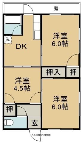 薮内マンション(3DK/1階)の間取り写真