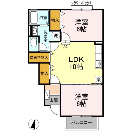 パティオ武中(2LDK/1階)の間取り写真
