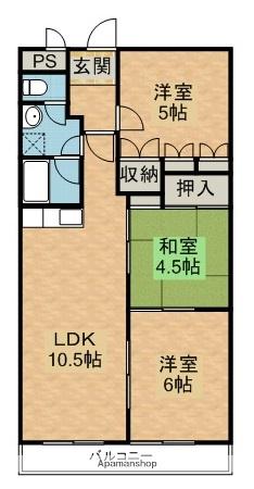 第19柴田マンション(3LDK/4階)の間取り写真