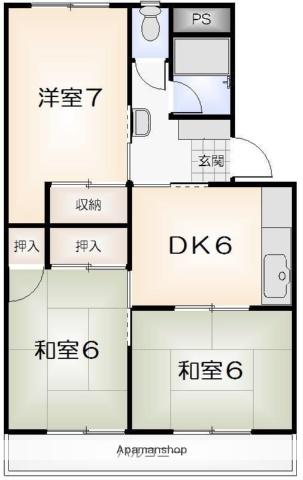 リバーサイド福井(3DK/3階)の間取り写真