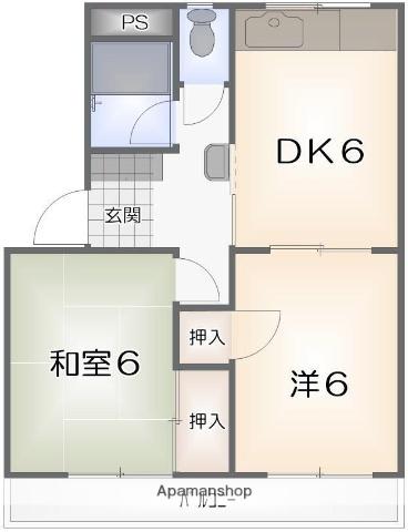 リバーサイド福井(2DK/3階)の間取り写真